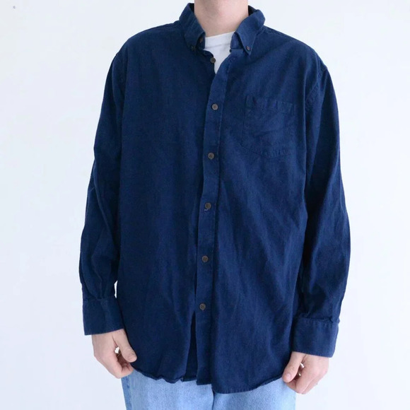 Logan Hill Navy 100% Thick Cotton Outdoor Gorpcore Button Down Shirt 2XL - Picture 1 of 10